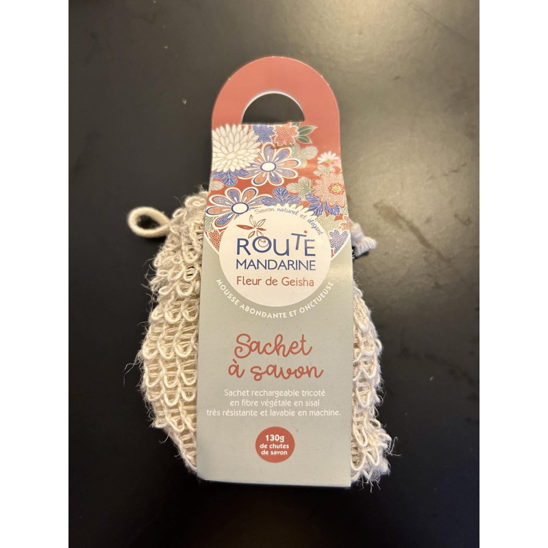 Sachet sisal de chutes de savon 130g - ROUTE MANDARINE